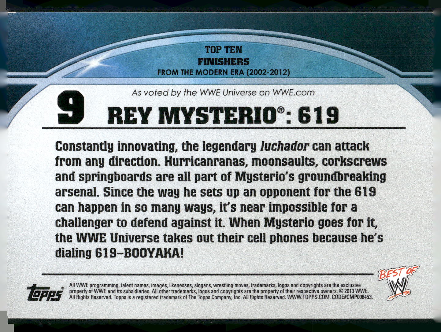 2013 Topps Best of WWE #9 Rey Mysterio: 619 Top 10 Finishers