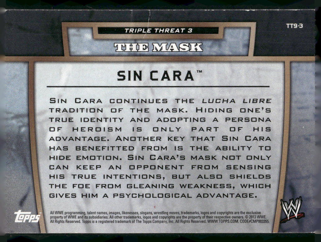 2013 Topps WWE #TT9-2 Sin Cara Triple Threat Tier 2