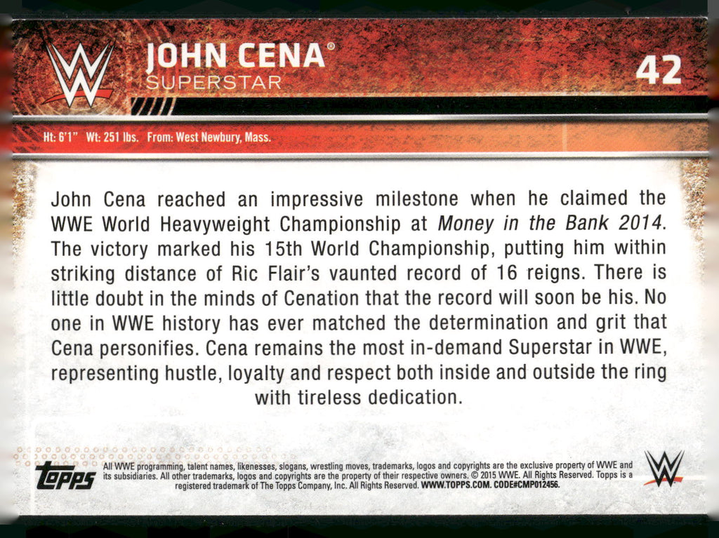2015 Topps WWE #42 John Cena
