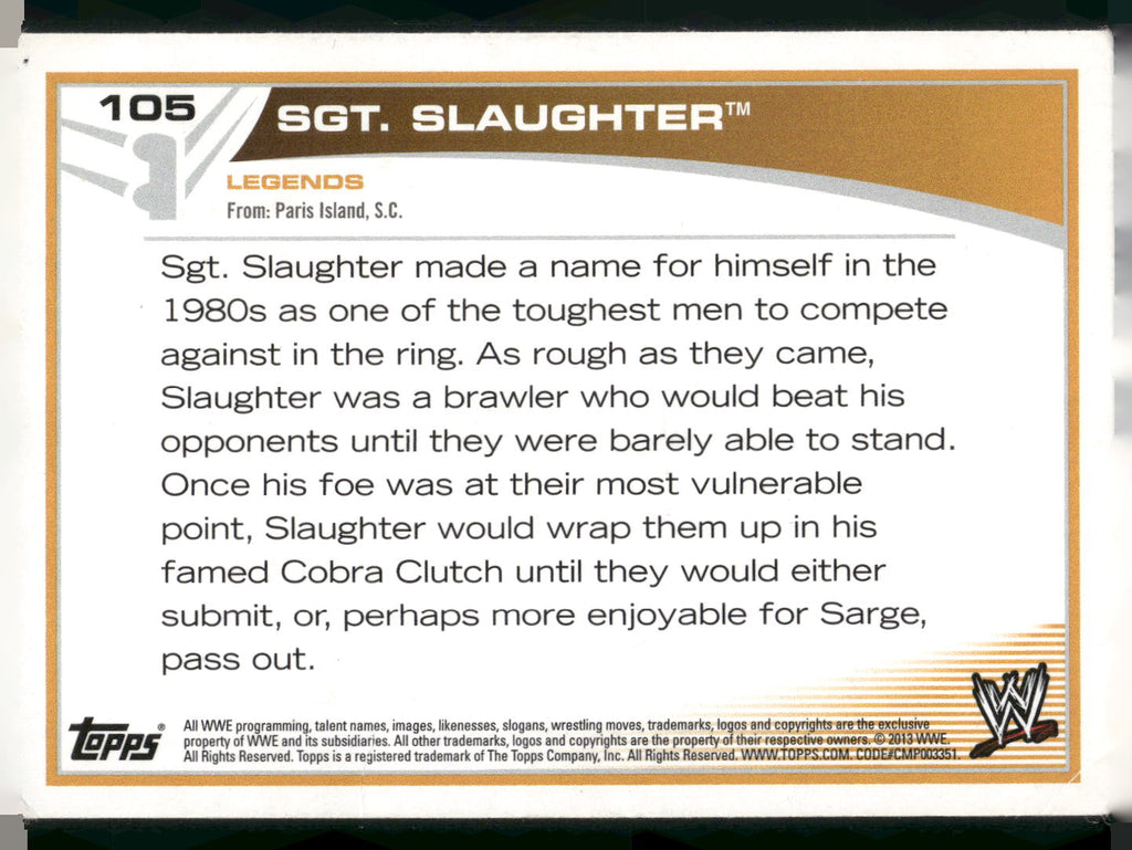 2013 Topps WWE #105 Sgt. Slaughter