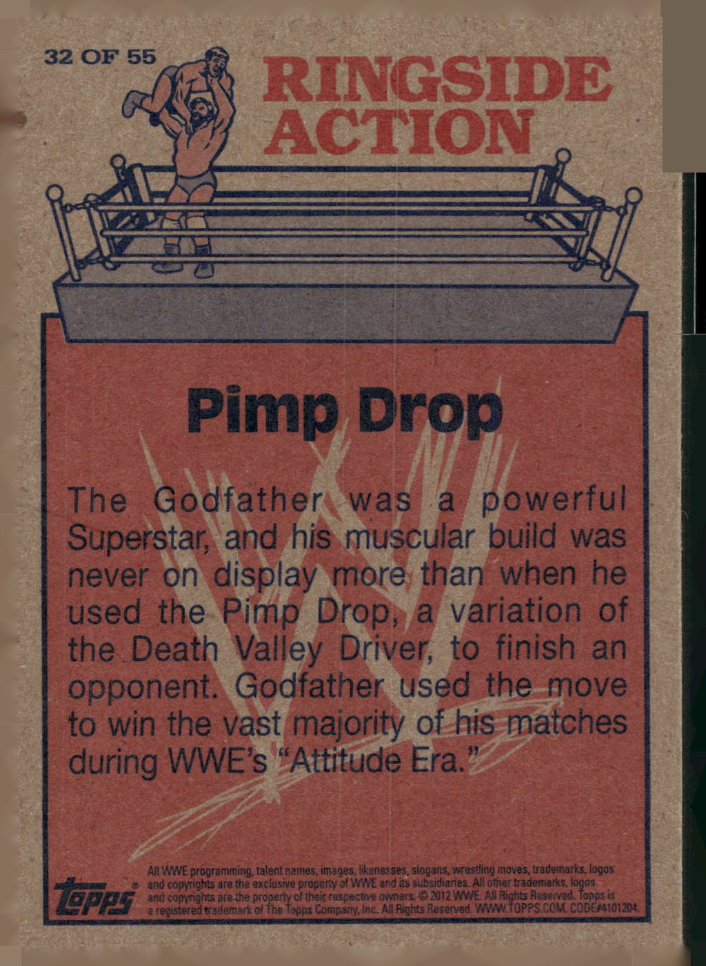 2012 Topps Heritage WWE #32 The Godfather/Pimp Drop Ringside Action