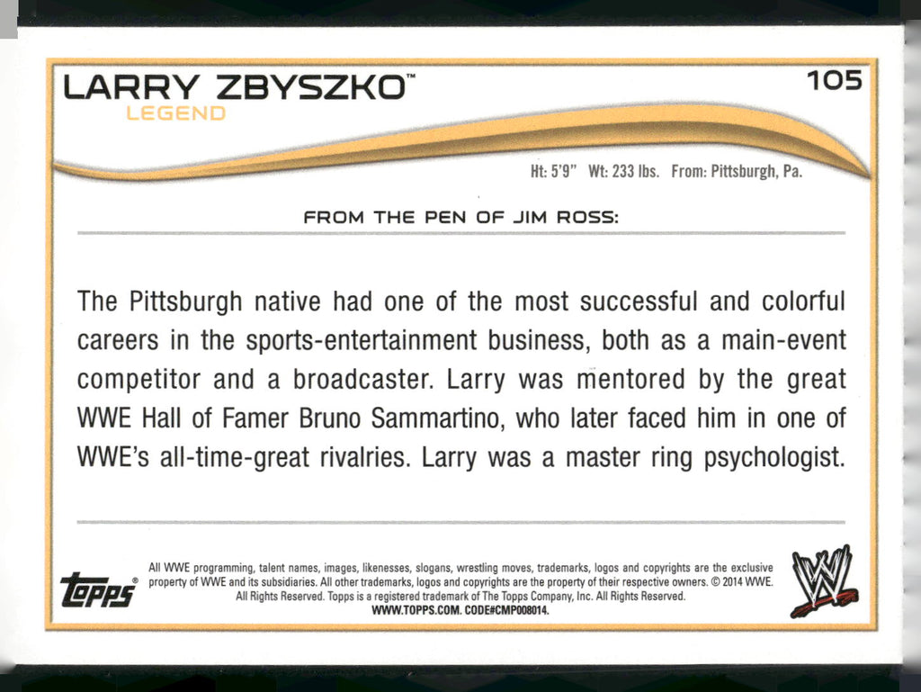 2014 Topps WWE #105 Larry Zbyszko