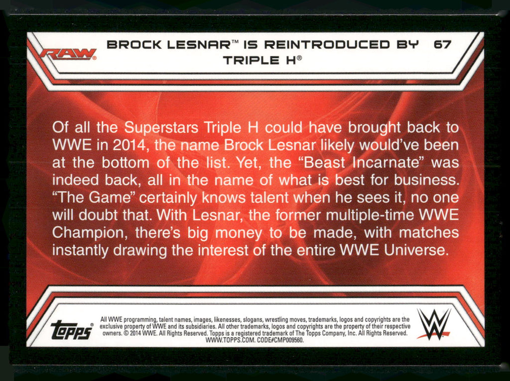 2014 Topps WWE Road to Wrestlemania #67 Brock Lesnar