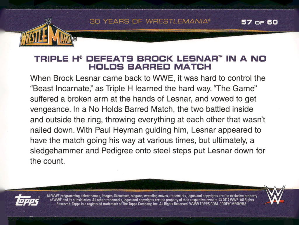 2014 Topps WWE Road to Wrestlemania #57 Triple H / Brock Lesnar