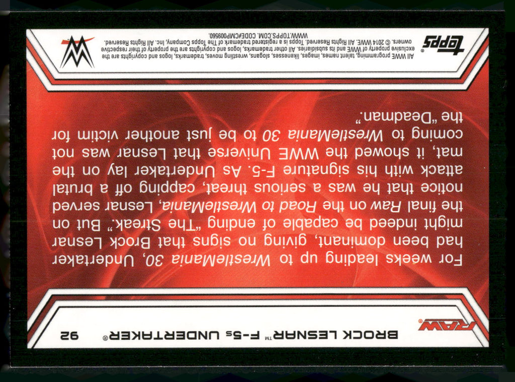 2014 Topps WWE Road to Wrestlemania #92 Brock Lesnar
