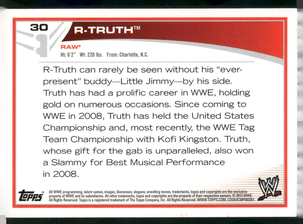 2013 Topps WWE #30 R-Truth