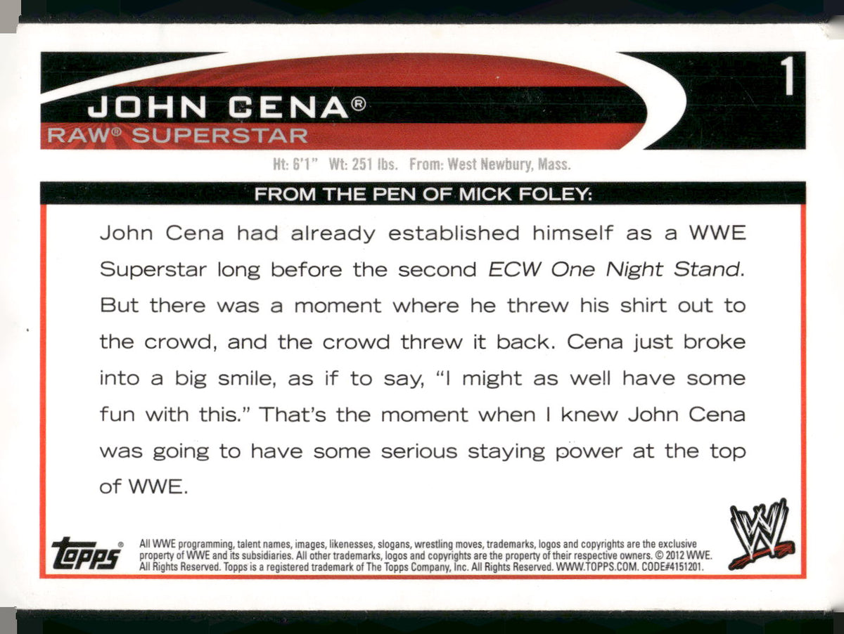 2012 Topps WWE #1 John Cena