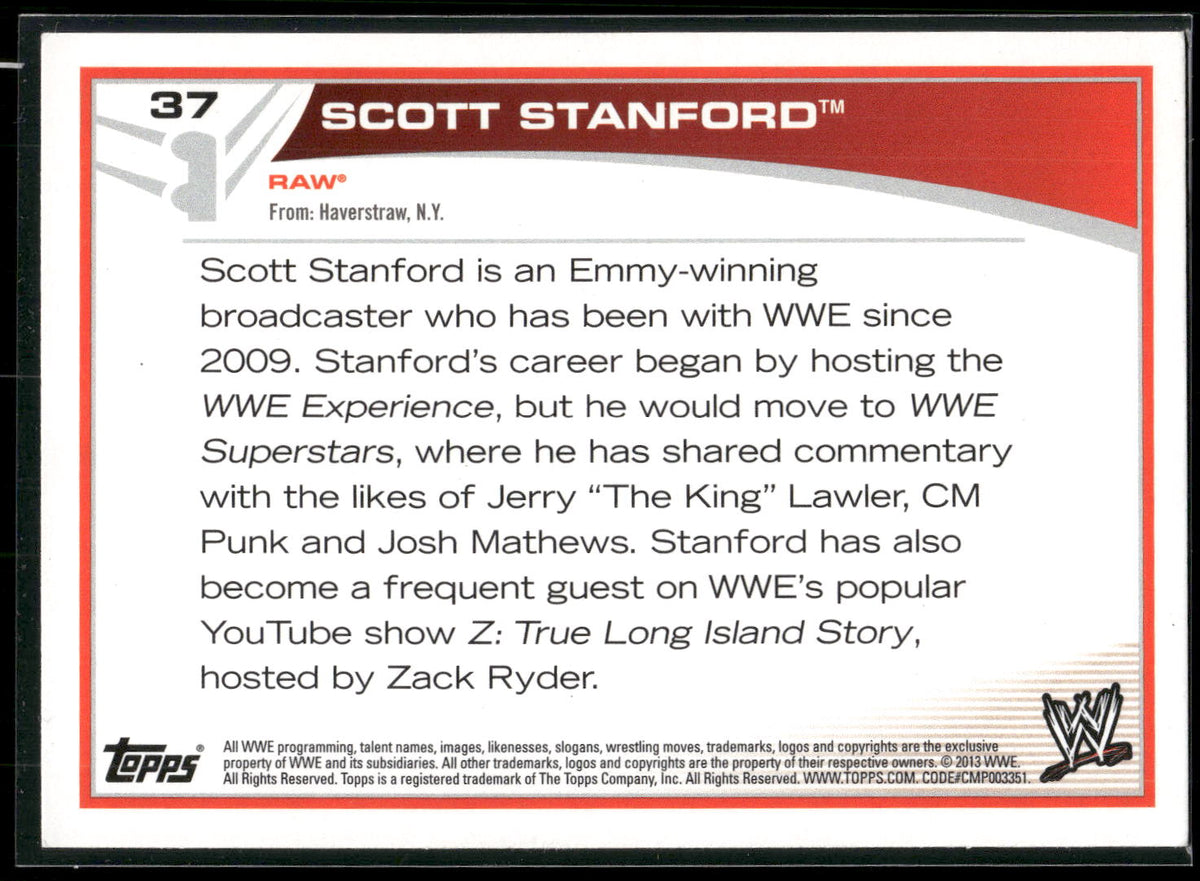 2013 Topps WWE #37 Scott Stanford