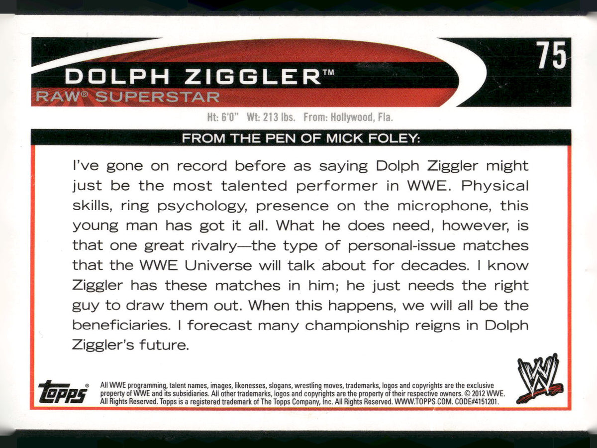 2012 Topps WWE #75 Dolph Ziggler