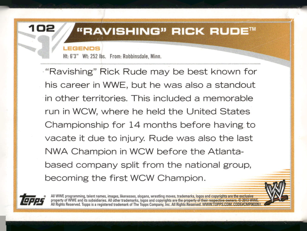 2013 Topps WWE #102 "Ravishing" Rick Rude