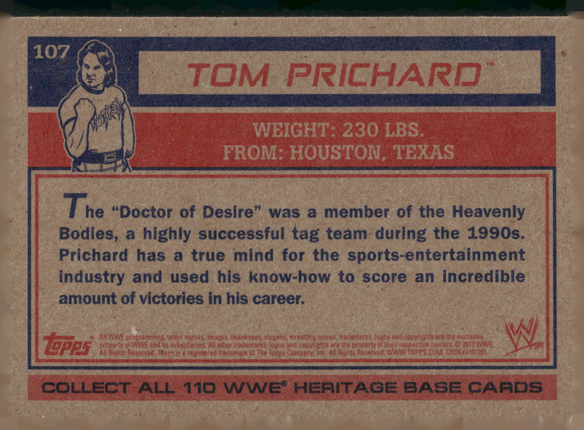 2012 Topps Heritage WWE #107 Tom Prichard