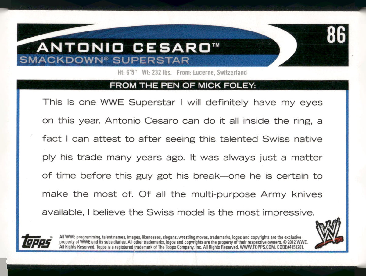 2012 Topps WWE #86 Antonio Cesaro