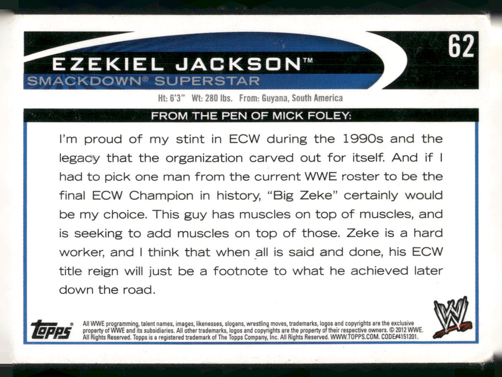 2012 Topps WWE #62 Ezekiel Jackson