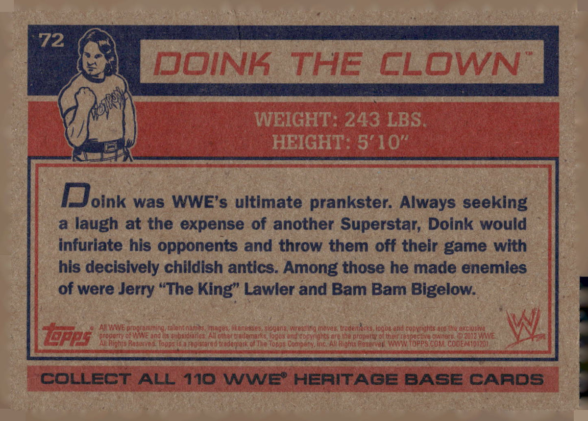 2012 Topps Heritage WWE #72 Doink The Clown