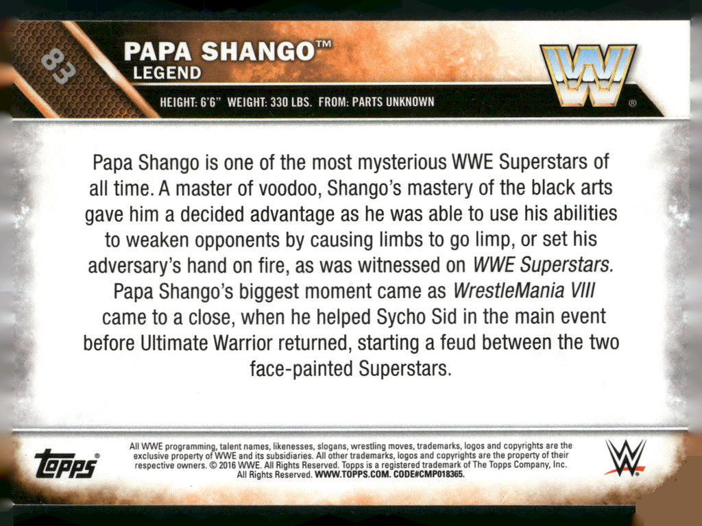 2016 Topps WWE #83 Papa Shango