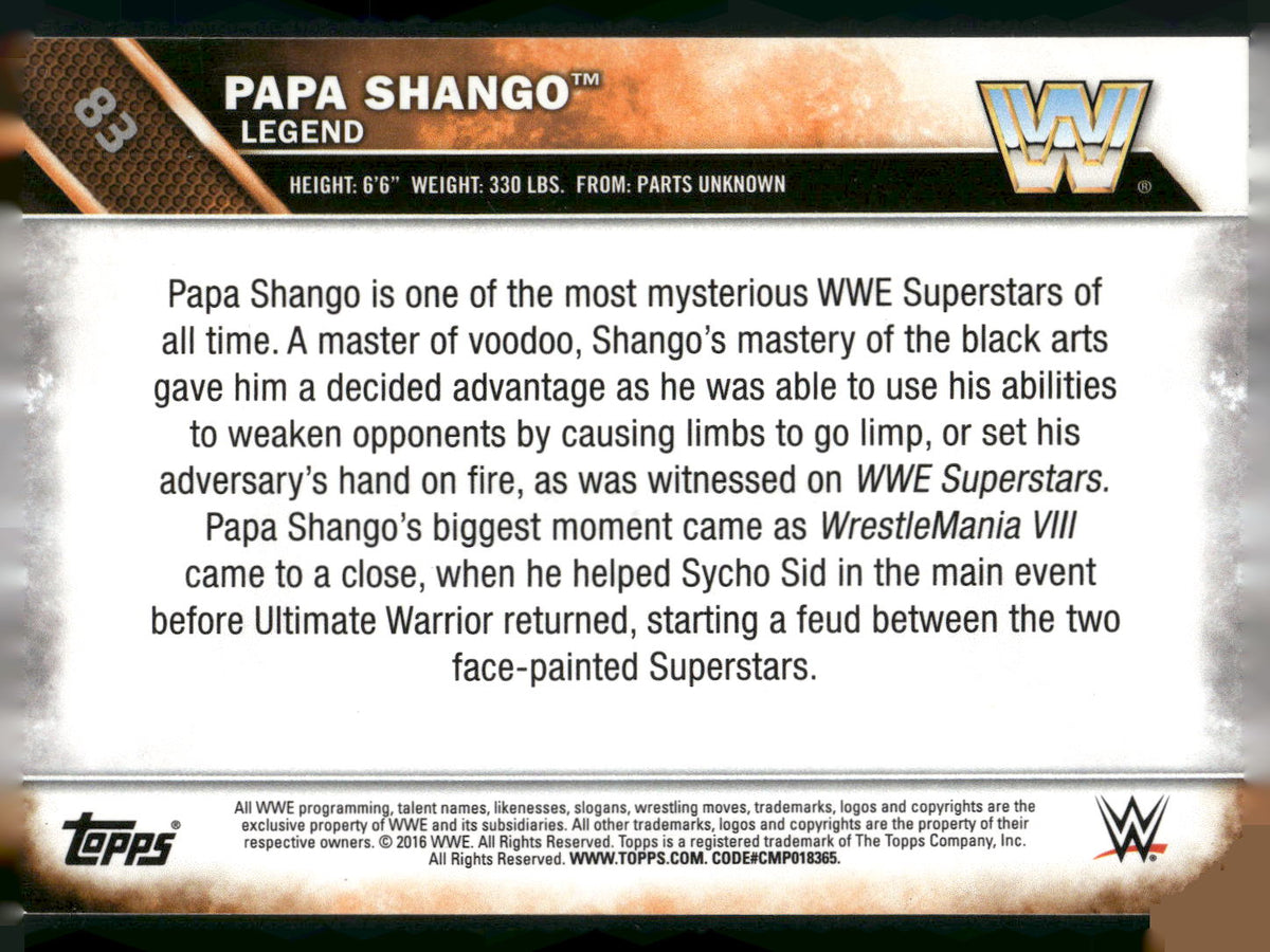 2016 Topps WWE #83 Papa Shango