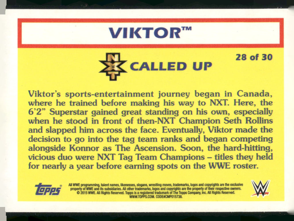 2015 Topps WWE Heritage #28 Viktor NXT Called Up