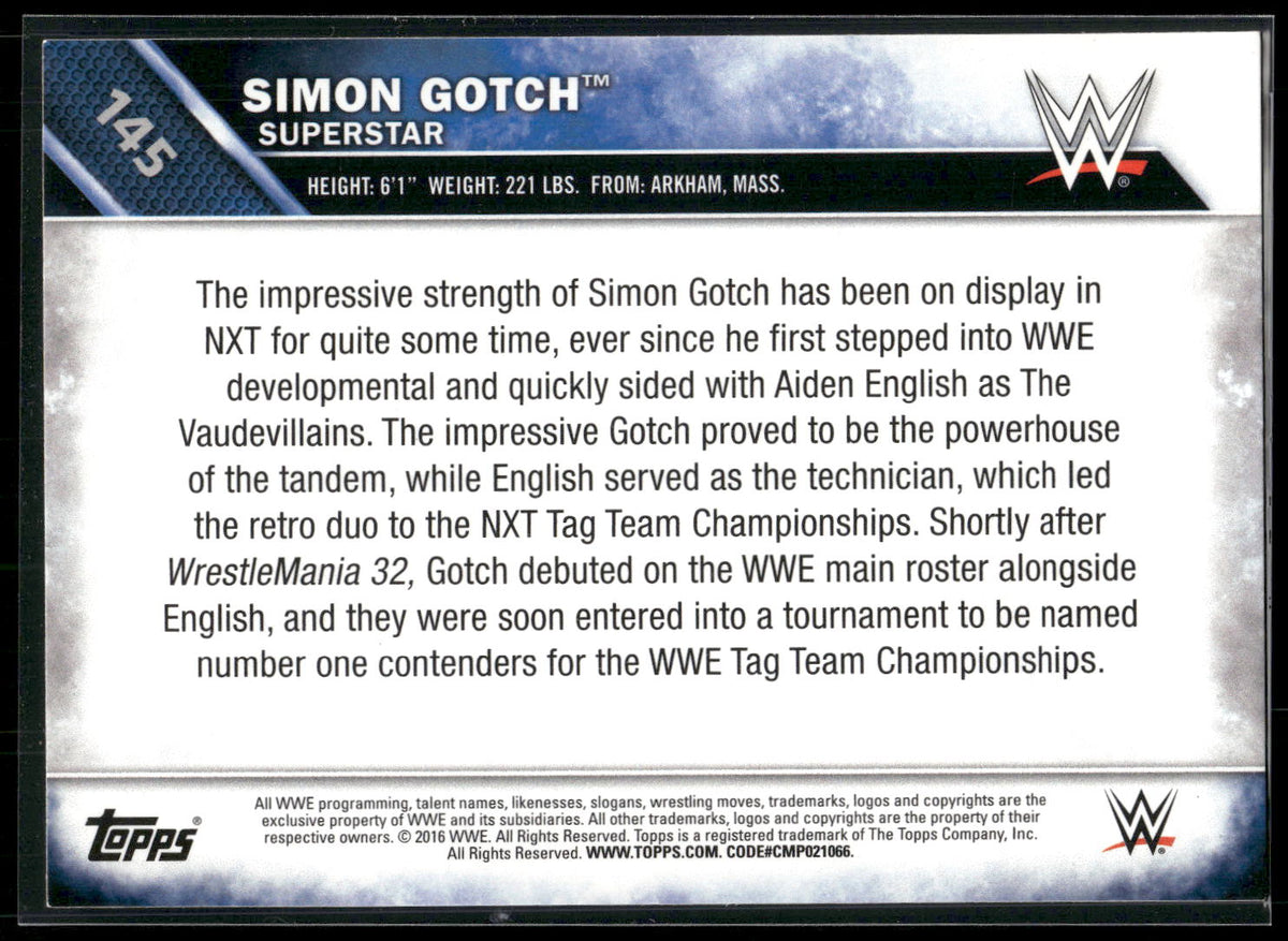 2016 Topps WWE Then Now Forever #145 Simon Gotch