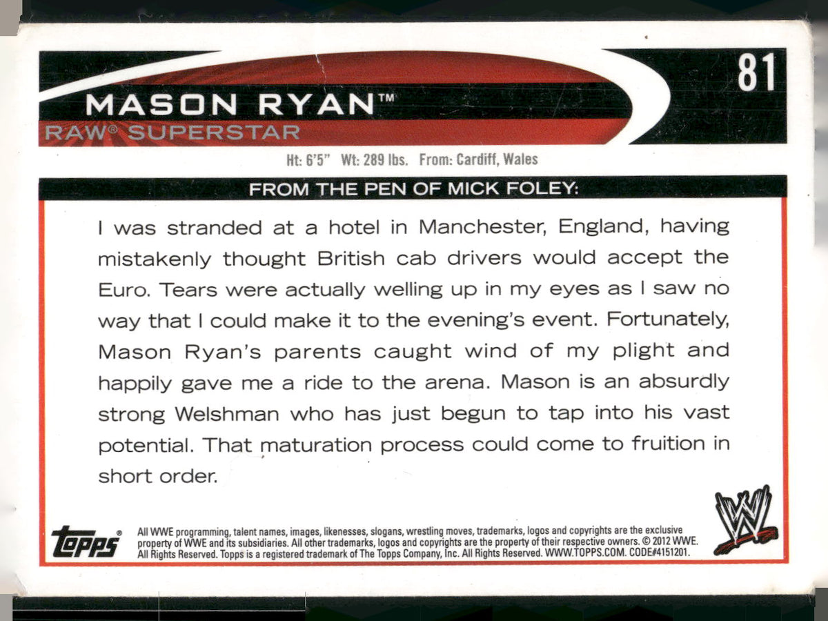 2012 Topps WWE #81 Mason Ryan