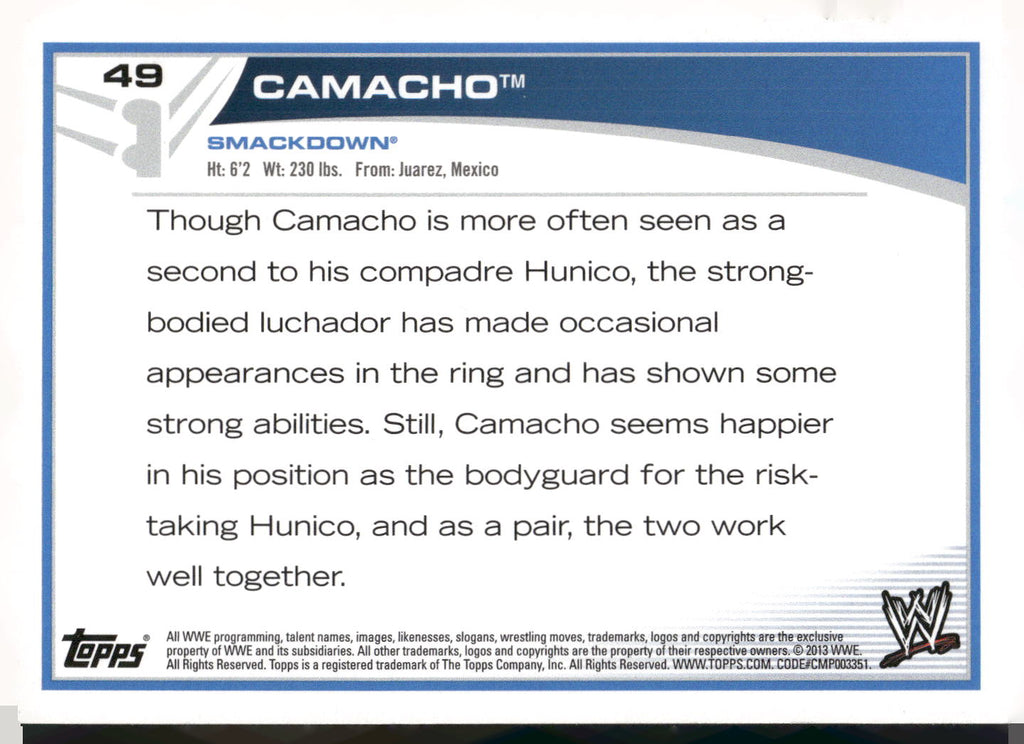 2013 Topps WWE #49 Camacho