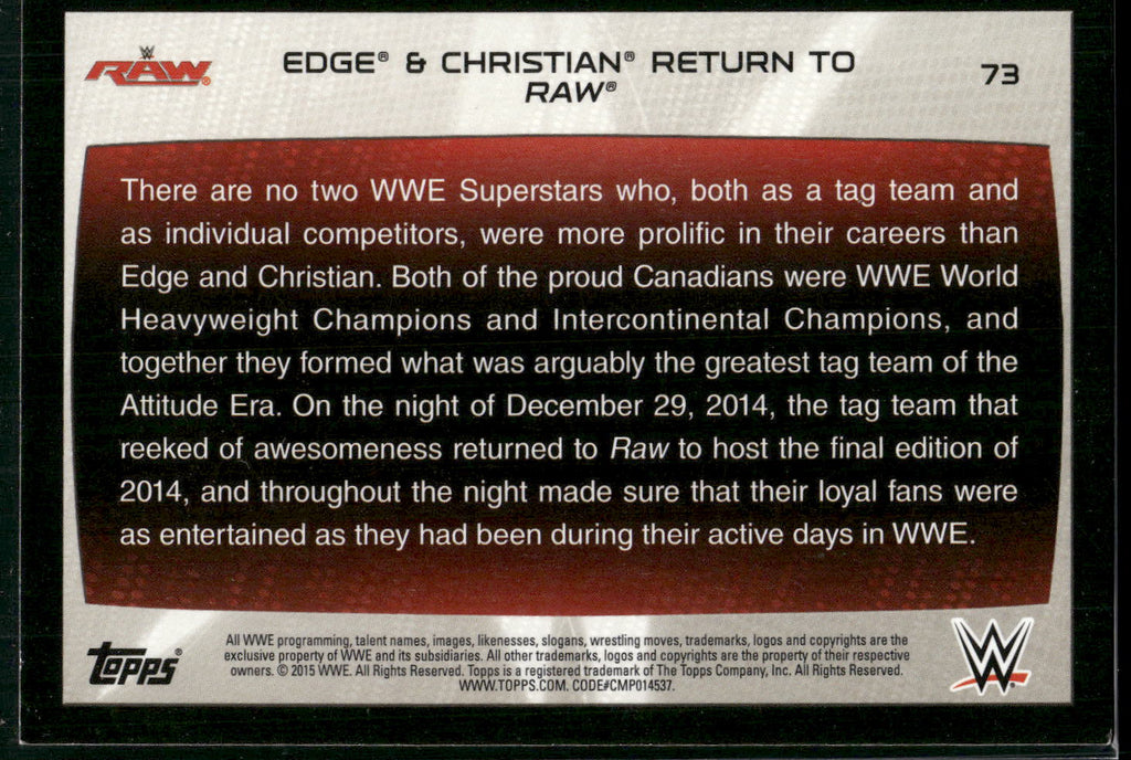 2015 Topps WWE Road to Wrestlemania #73 Edge / Christian