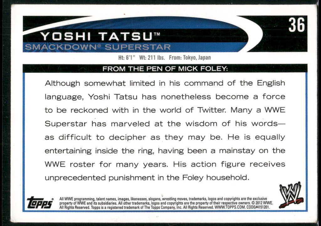 2012 Topps WWE #36 Yoshi Tatsu