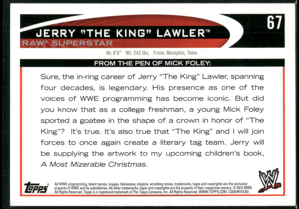 2012 Topps WWE #67 Jerry Lawler