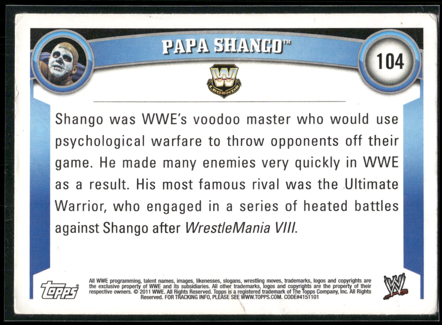 2011 Topps WWE #104 Papa Shango