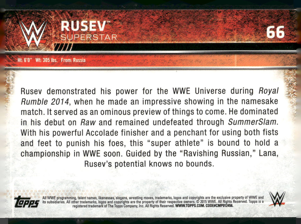 2015 Topps WWE #66 Rusev