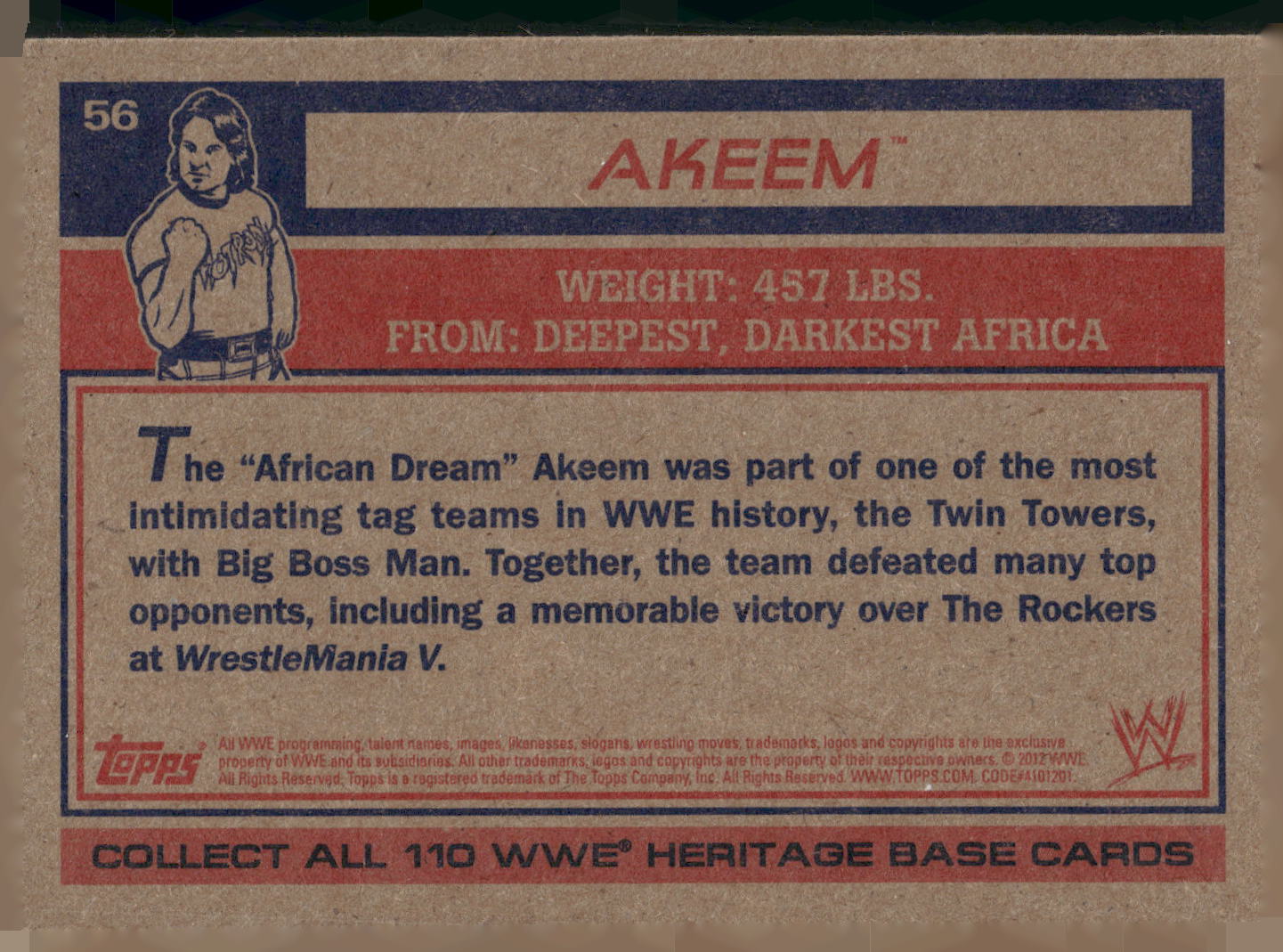 2012 Topps Heritage WWE #56 Akeem