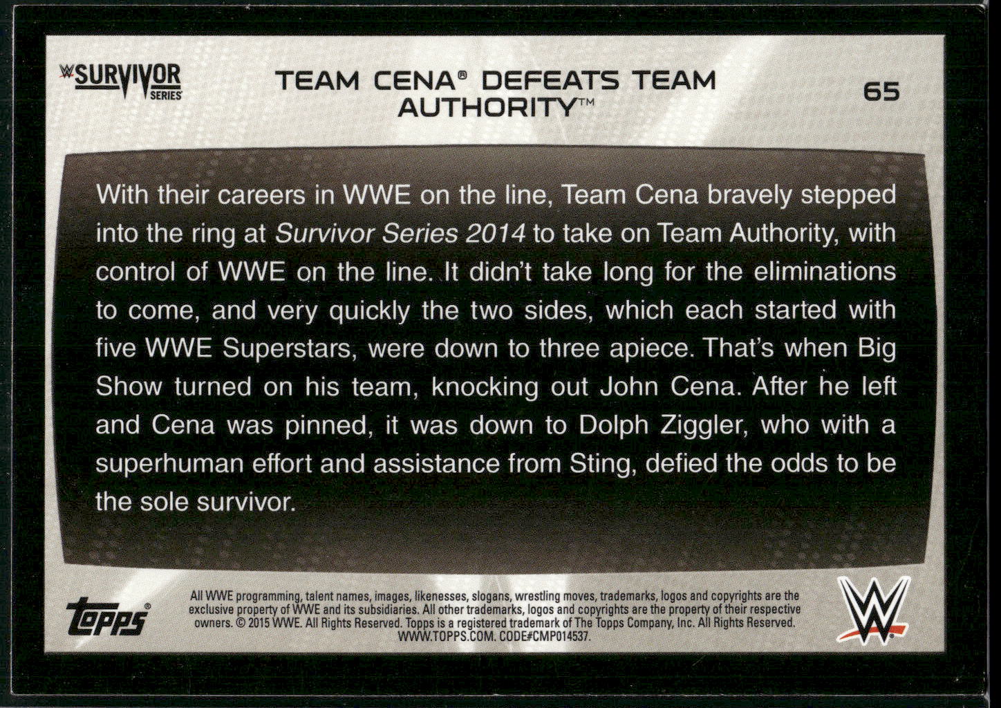 2015 Topps WWE Road to Wrestlemania #65 Team Cena