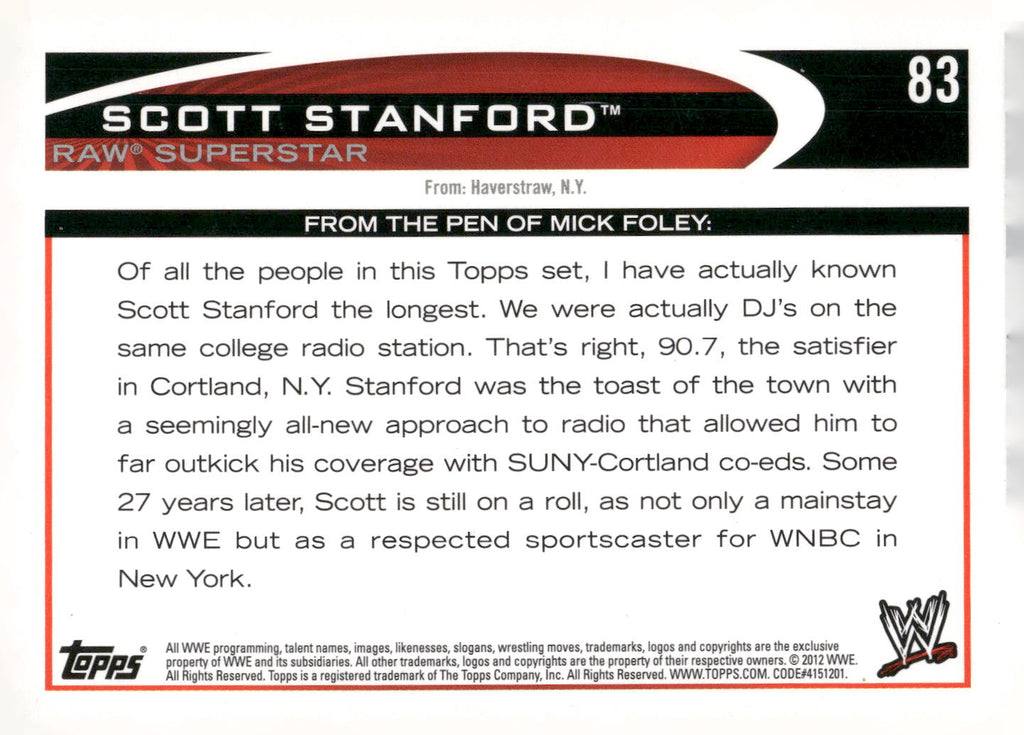 2012 Topps WWE #83 Scott Stanford