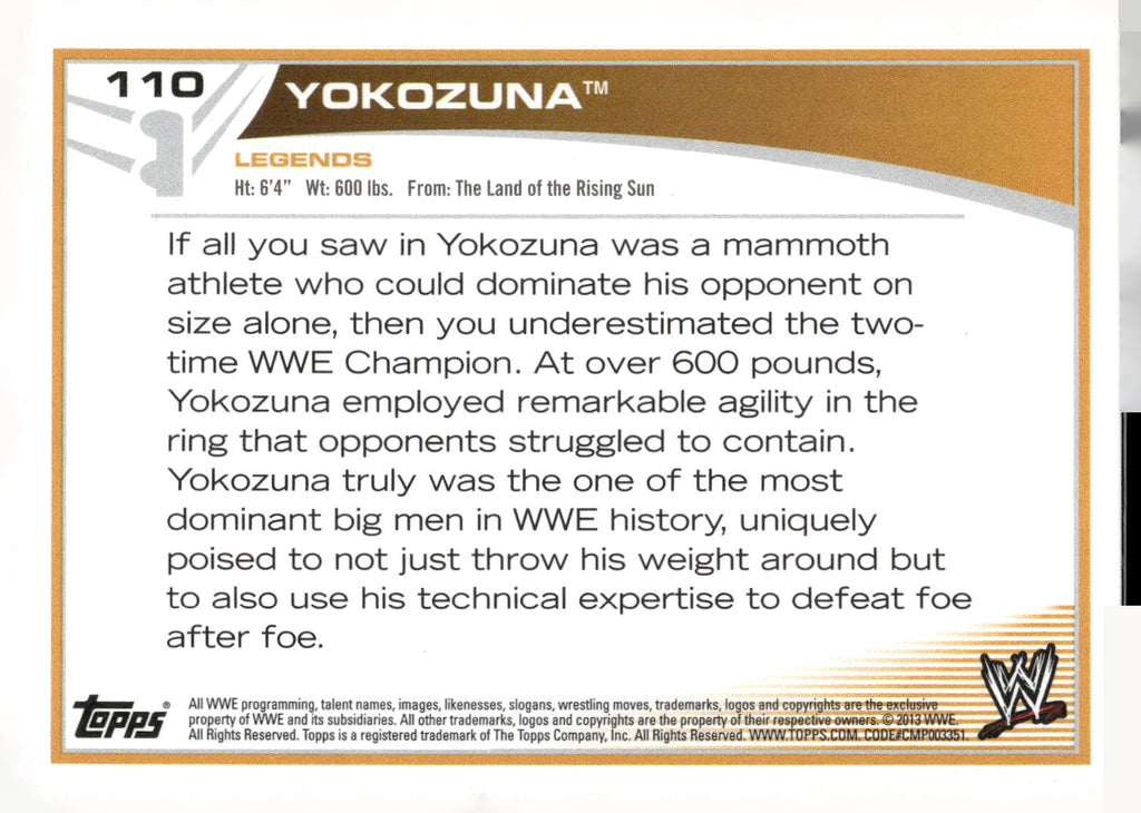 2013 Topps WWE #110 Yokozuna
