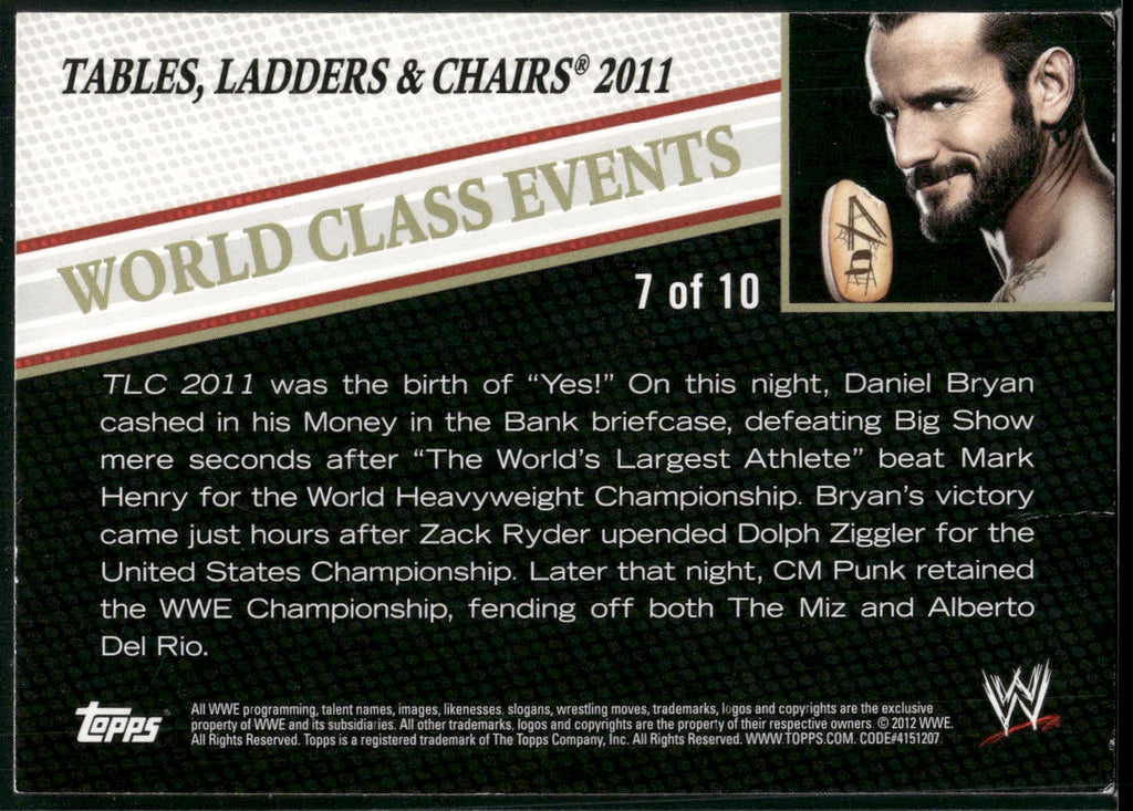 2012 Topps WWE #7 Tables, Ladders and Chairs World Class Events