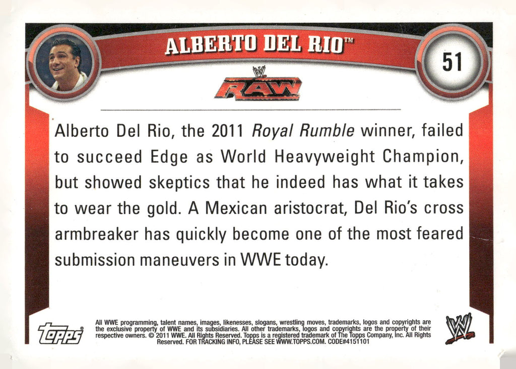 2011 Topps WWE #51 Alberto Del Rio