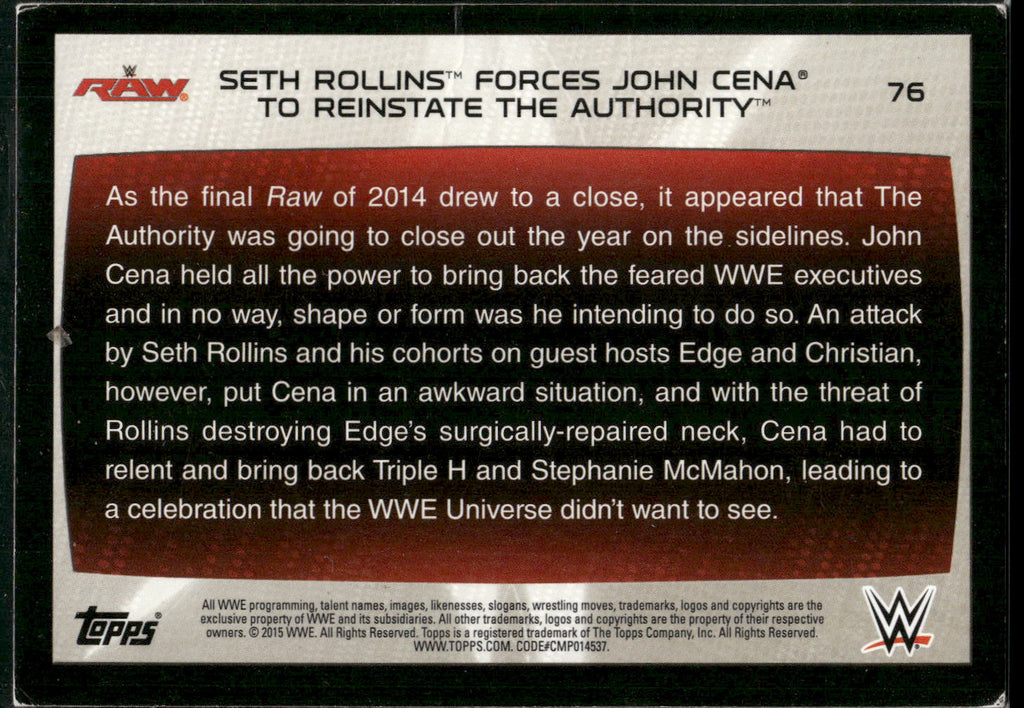 2015 Topps WWE Road to Wrestlemania #76 Seth Rollins
