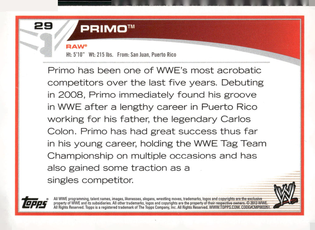 2013 Topps WWE #29 Primo