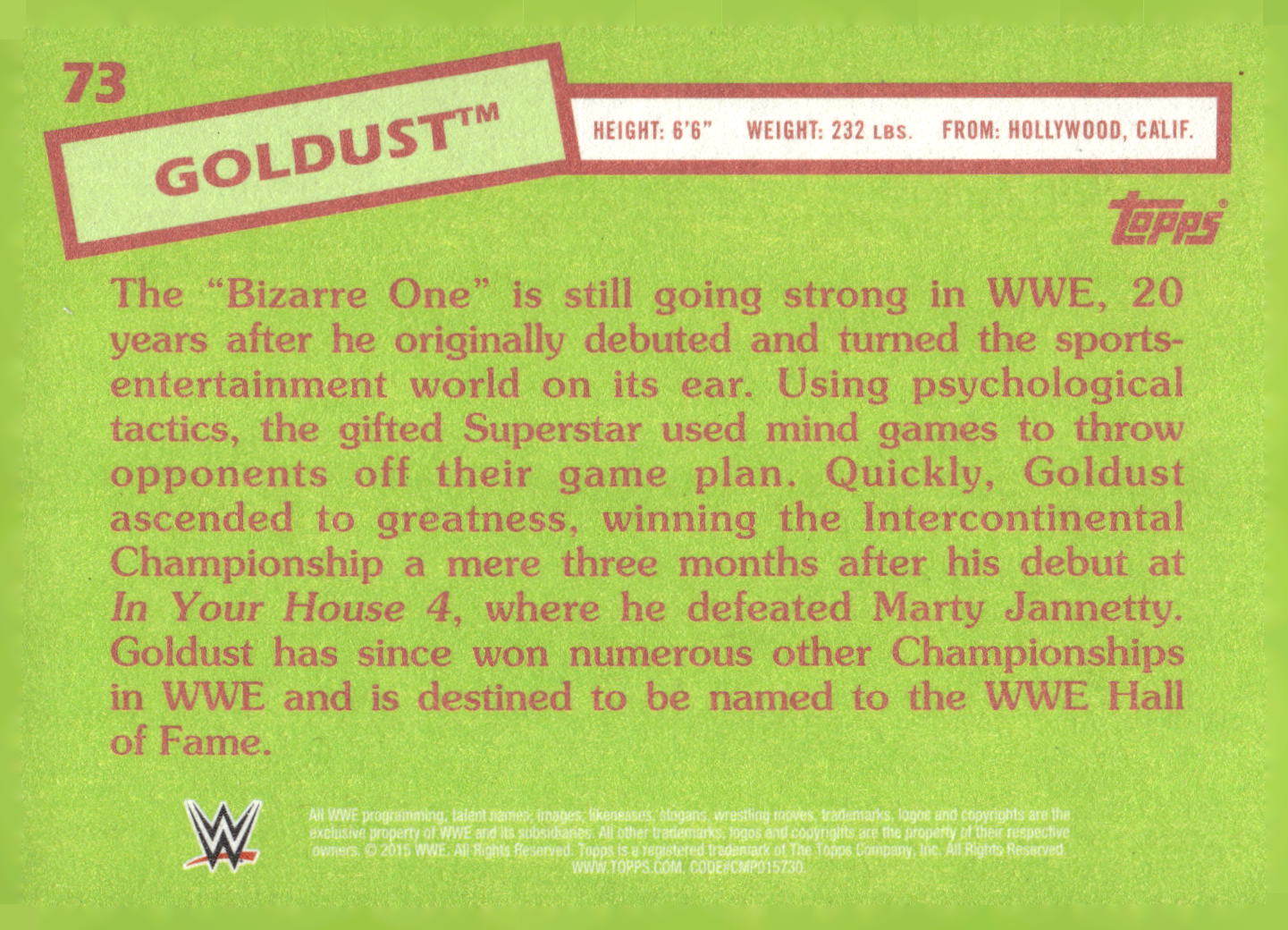 2015 Topps WWE Heritage #73 Goldust