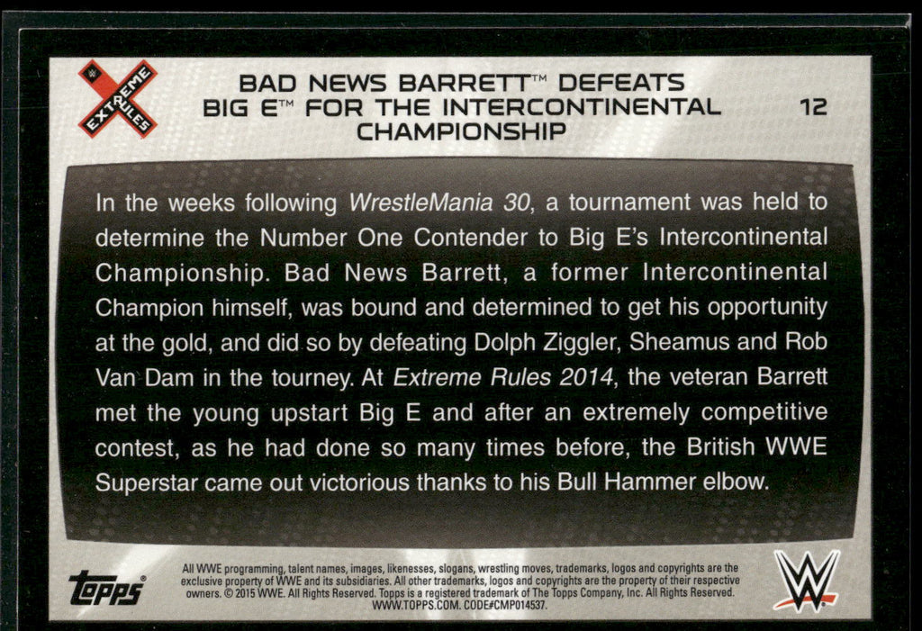2015 Topps WWE Road to Wrestlemania #12 Bad News Barrett