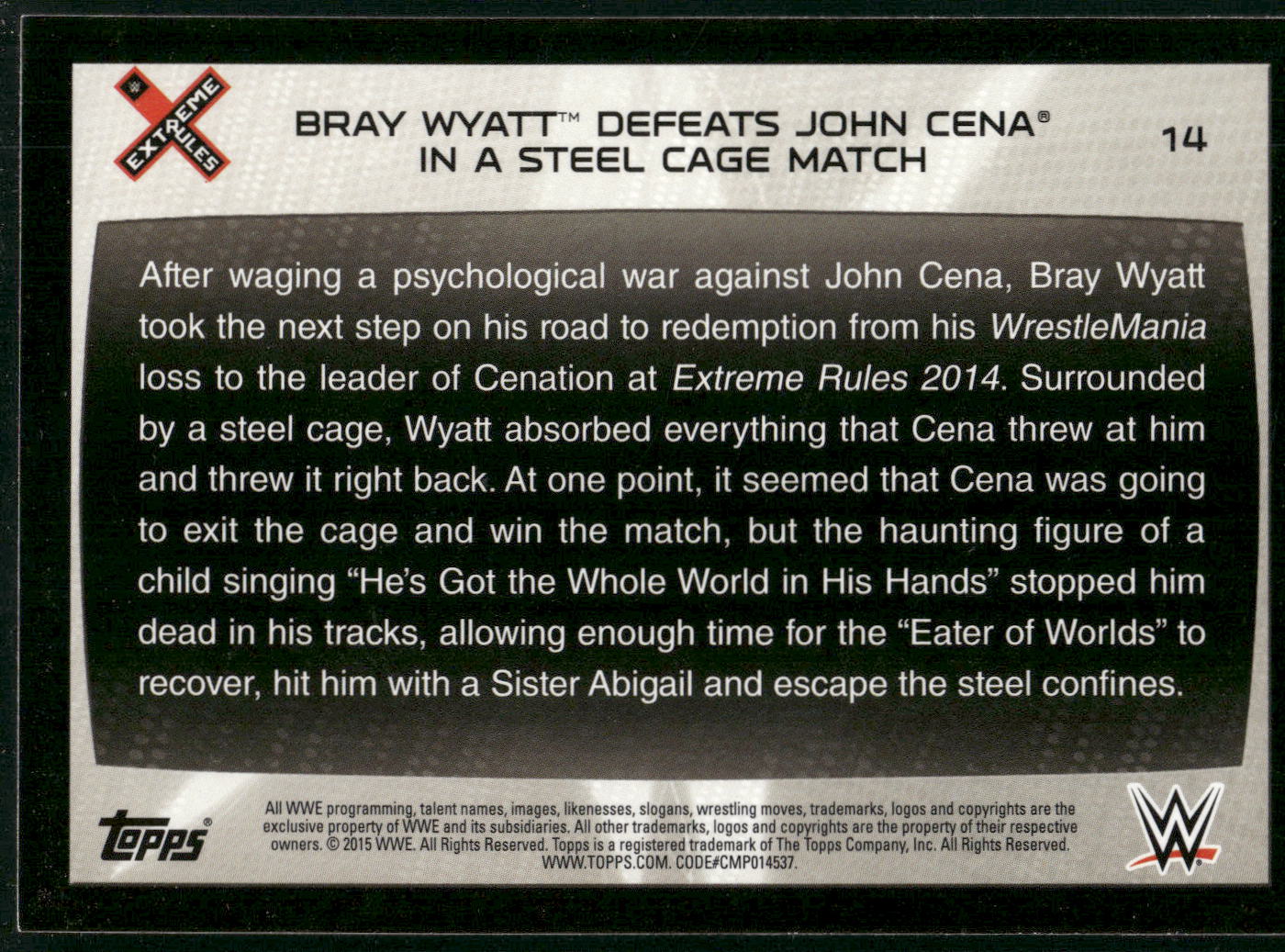 2015 Topps WWE Road to Wrestlemania #14 Bray Wyatt