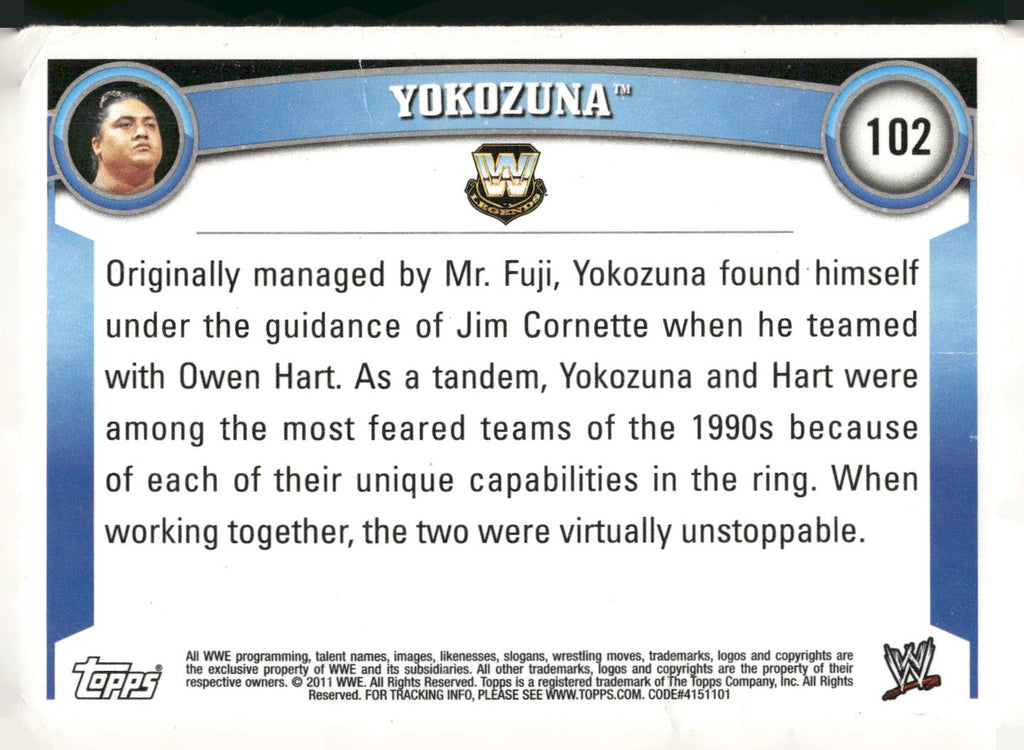 2011 Topps WWE #102 Yokozuna