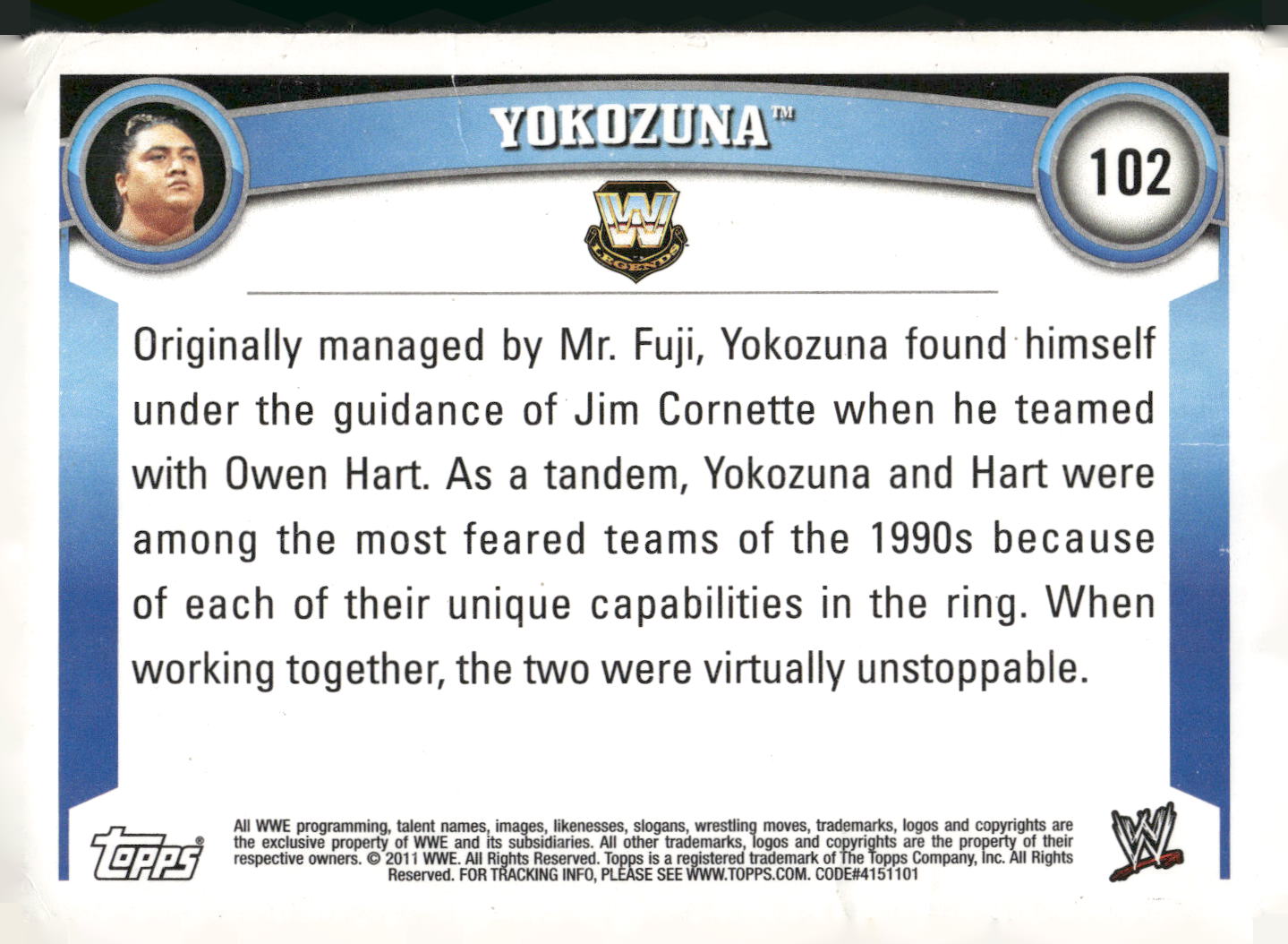 2011 Topps WWE #102 Yokozuna