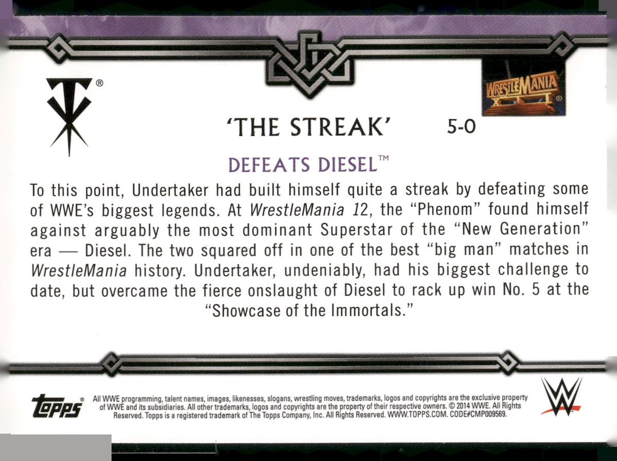 2014 Topps WWE Road to Wrestlemania #5-0 Undertaker Defeats Diesel The Streak