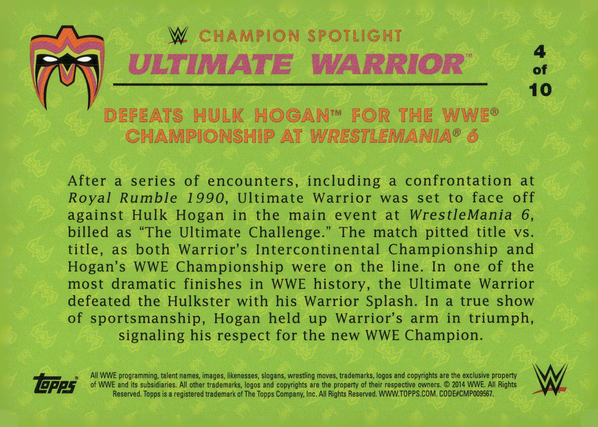 2014 Topps WWE Road to Wrestlemania #4 The Ultimate Warrior