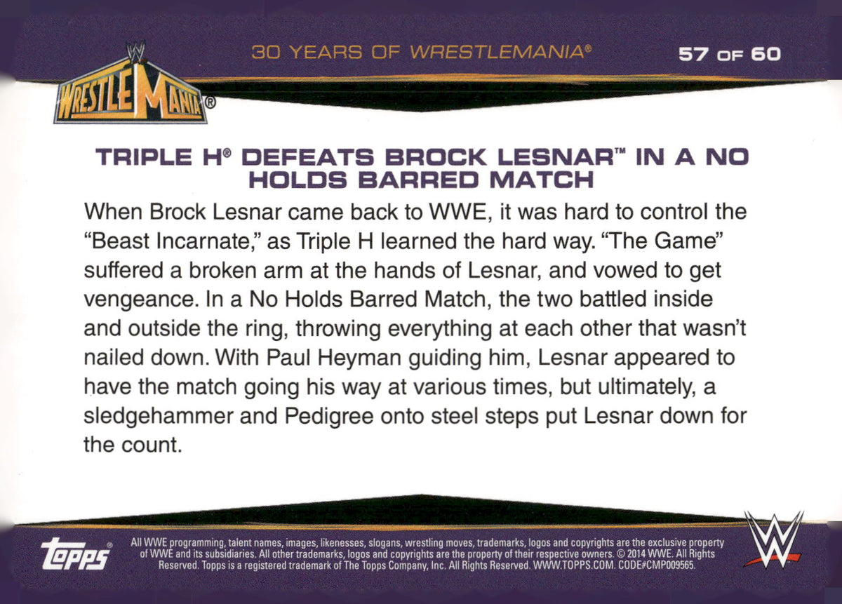 2014 Topps WWE Road to Wrestlemania #57 Triple H / Brock Lesnar