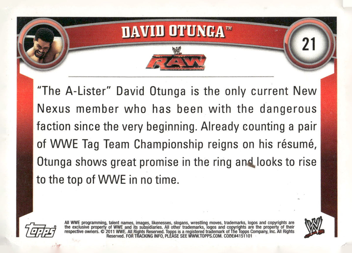 2011 Topps WWE #21 David Otunga