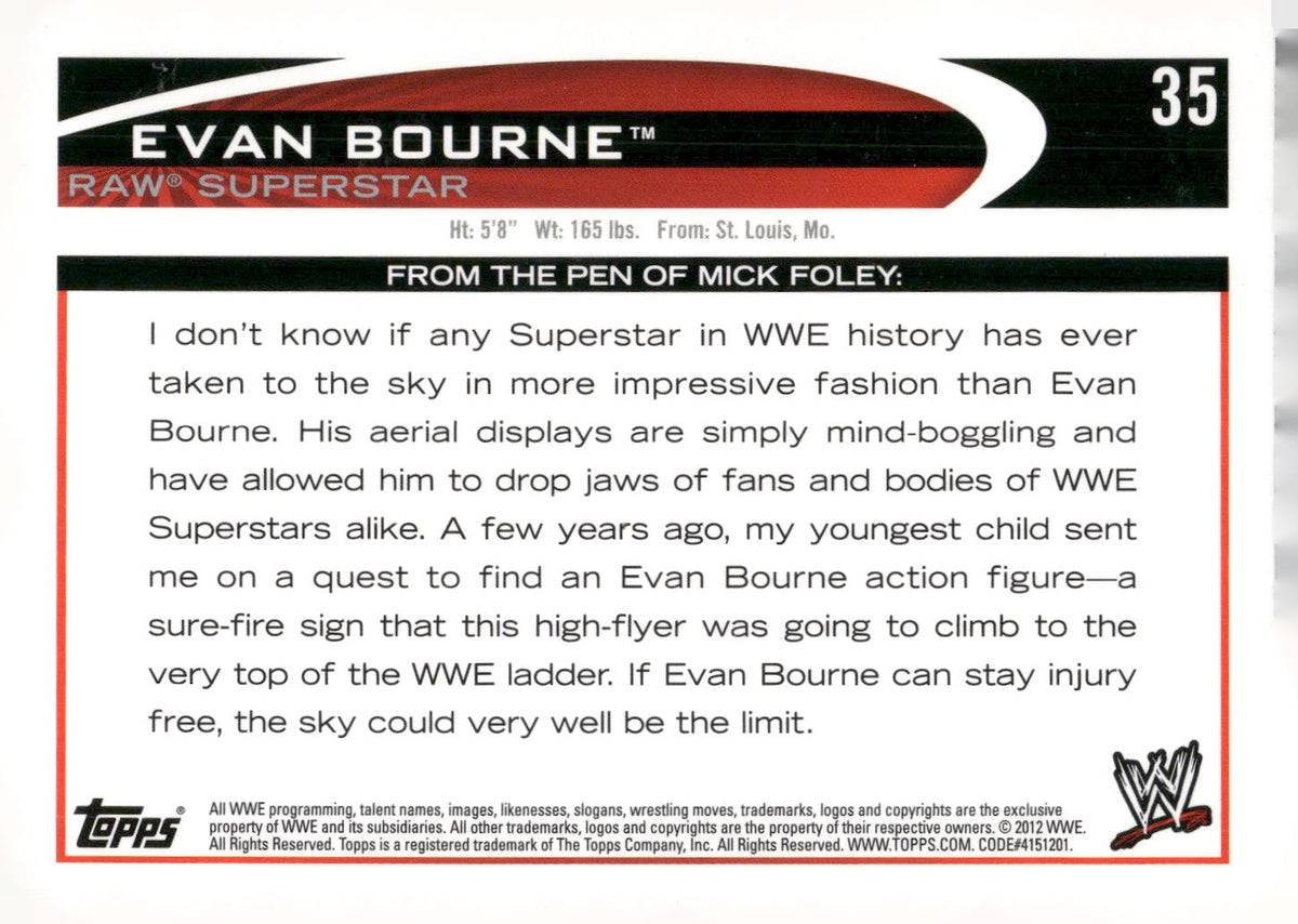 2012 Topps WWE #35 Evan Bourne