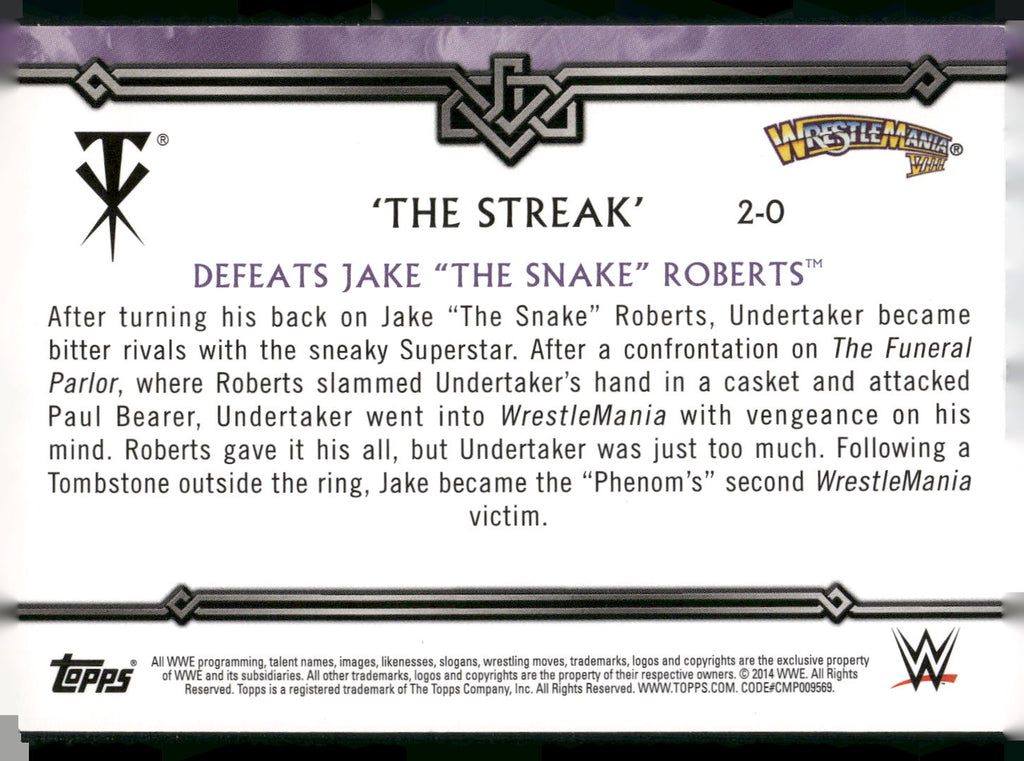 2014 Topps WWE Undertaker Defeats Jake "The Snake" Roberts