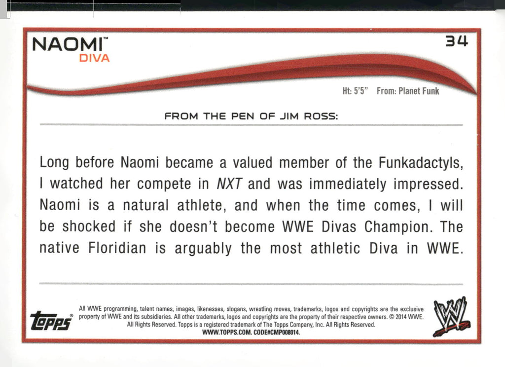 2014 Topps WWE #34 Naomi