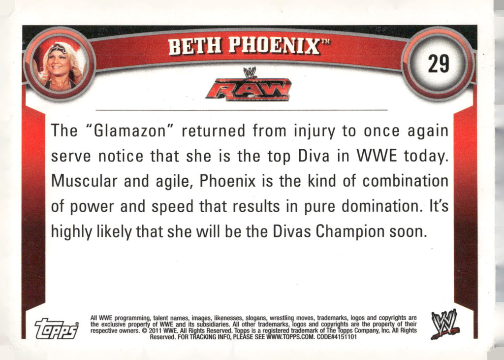 2011 Topps WWE #29 Beth Phoenix